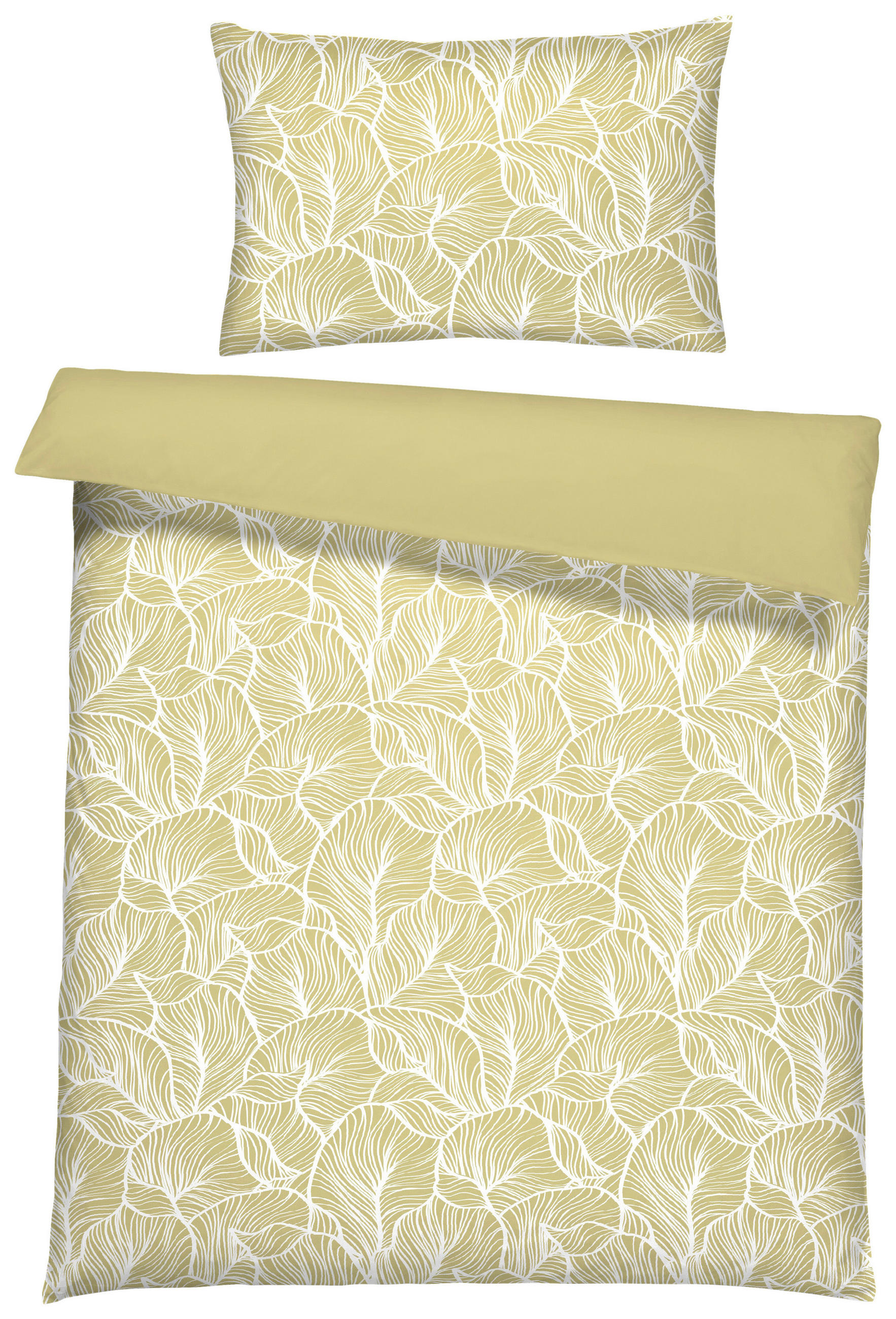 BETTWÄSCHESET Satin 160/210 cm  65 cm/65 cm  - Gelb, Basics, Textil (160/210cm) - Ambiente