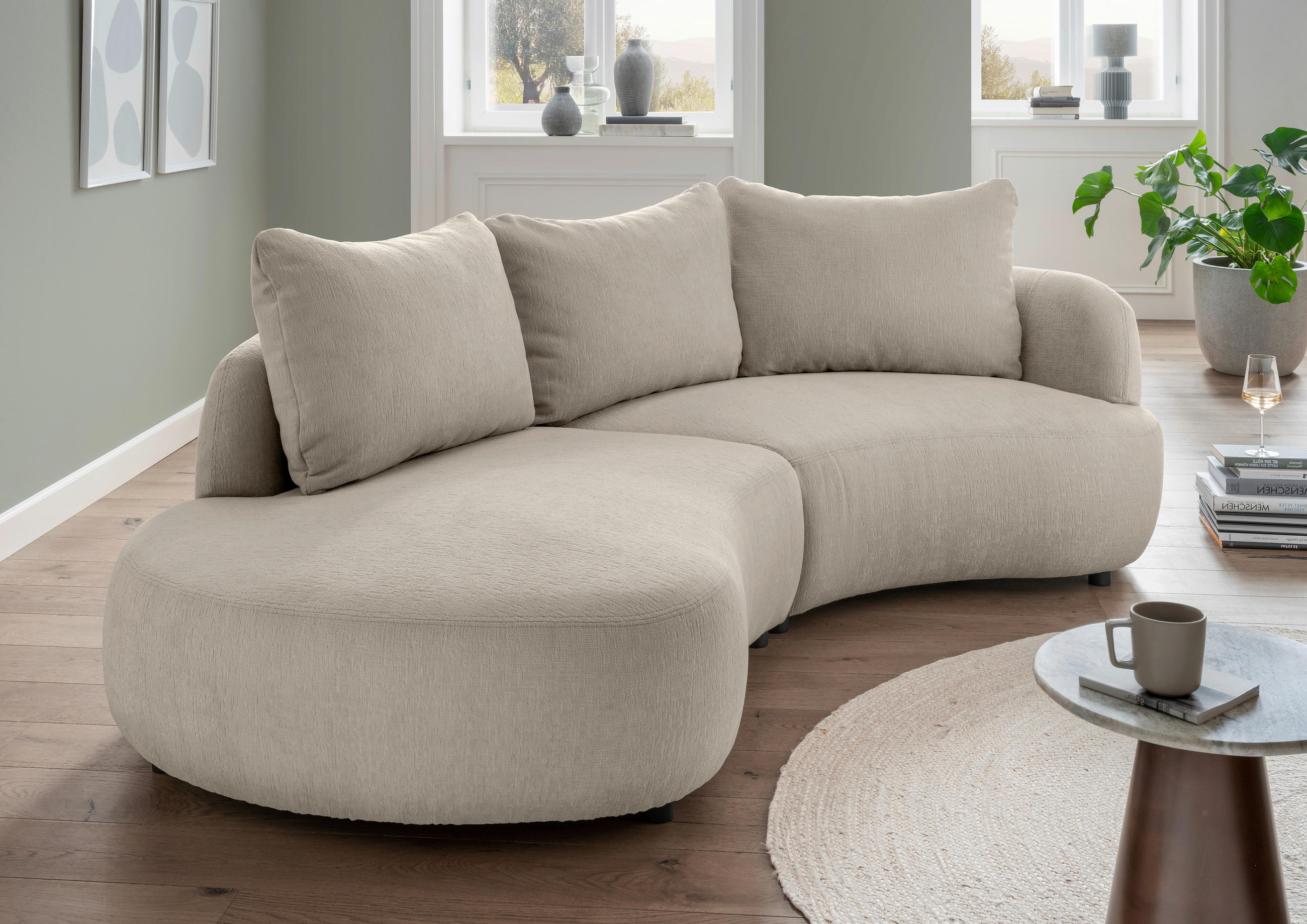 ECKSOFA in Mikrofaser Taupe  250/139 cm  - Taupe/Schwarz, MODERN, Kunststoff/Textil (250/139cm) - Livetastic