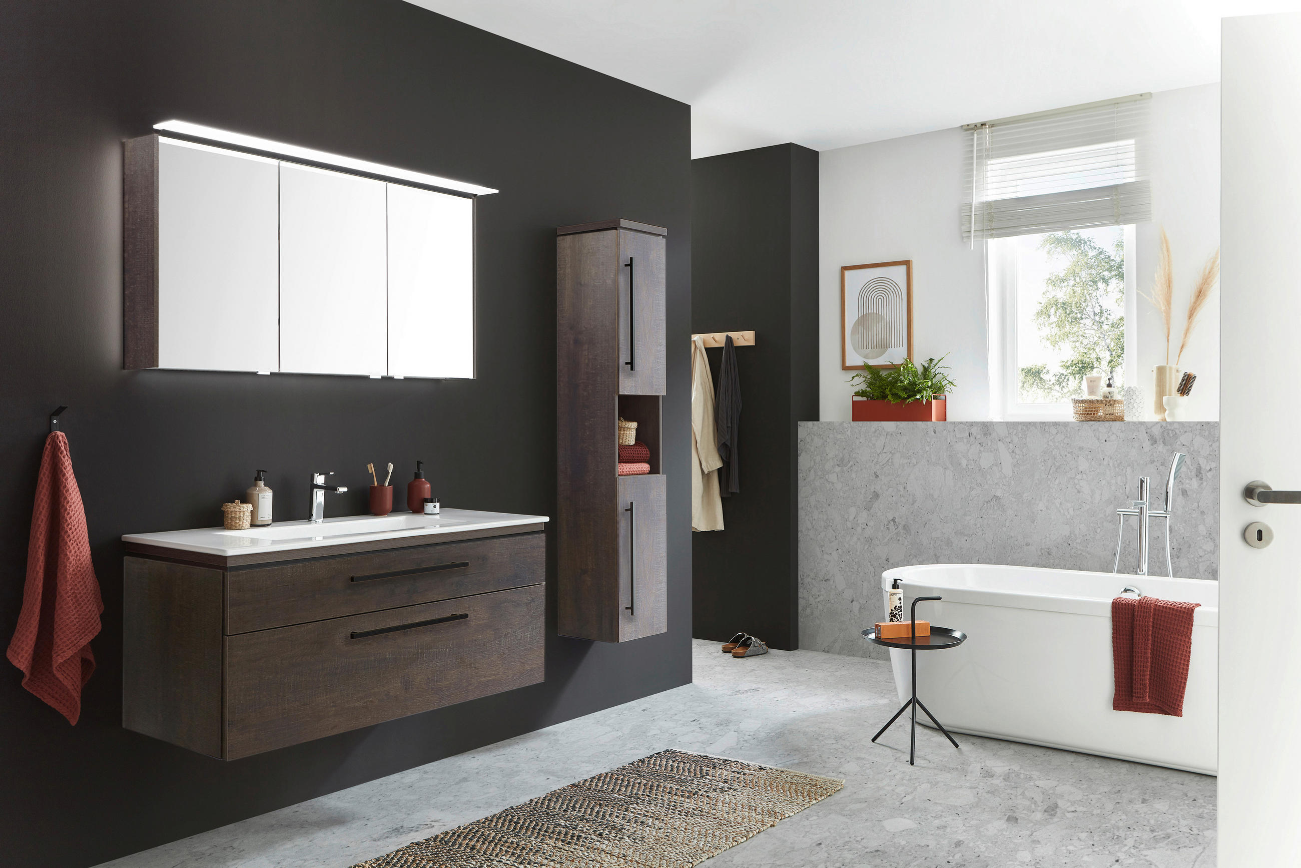 WASCHTISCHKOMBI 120 cm  - Dunkelbraun/Schwarz, MODERN, Holzwerkstoff/Metall (120cm) - Novel