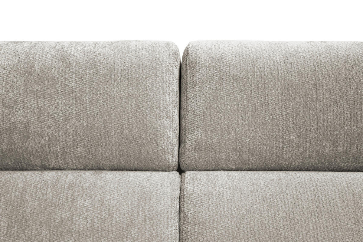 ECKSOFA Taupe Chenille Bettkasten, Schlaffunktion, Rücken echt, Kopfteilverstellung, Liegefläche im Originalstoff  - Taupe/Schwarz, KONVENTIONELL, Textil/Metall (206/265cm) - Carryhome