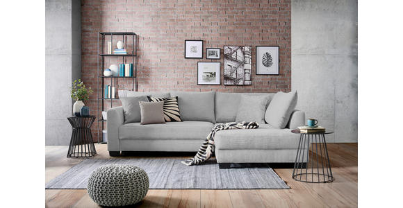 ECKSOFA  in Cord Hellgrau  - Hellgrau/Schwarz, KONVENTIONELL, Holz/Textil (267/181cm) - Carryhome