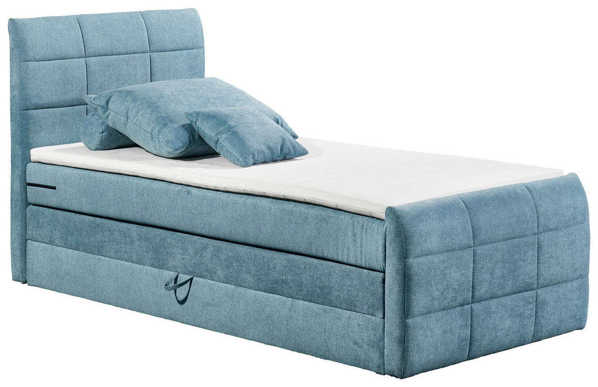 BOXSPRINGBETT 100/200 cm,  in Blau  - Blau, Basics, Holzwerkstoff/Kunststoff (100/200cm) - Xora
