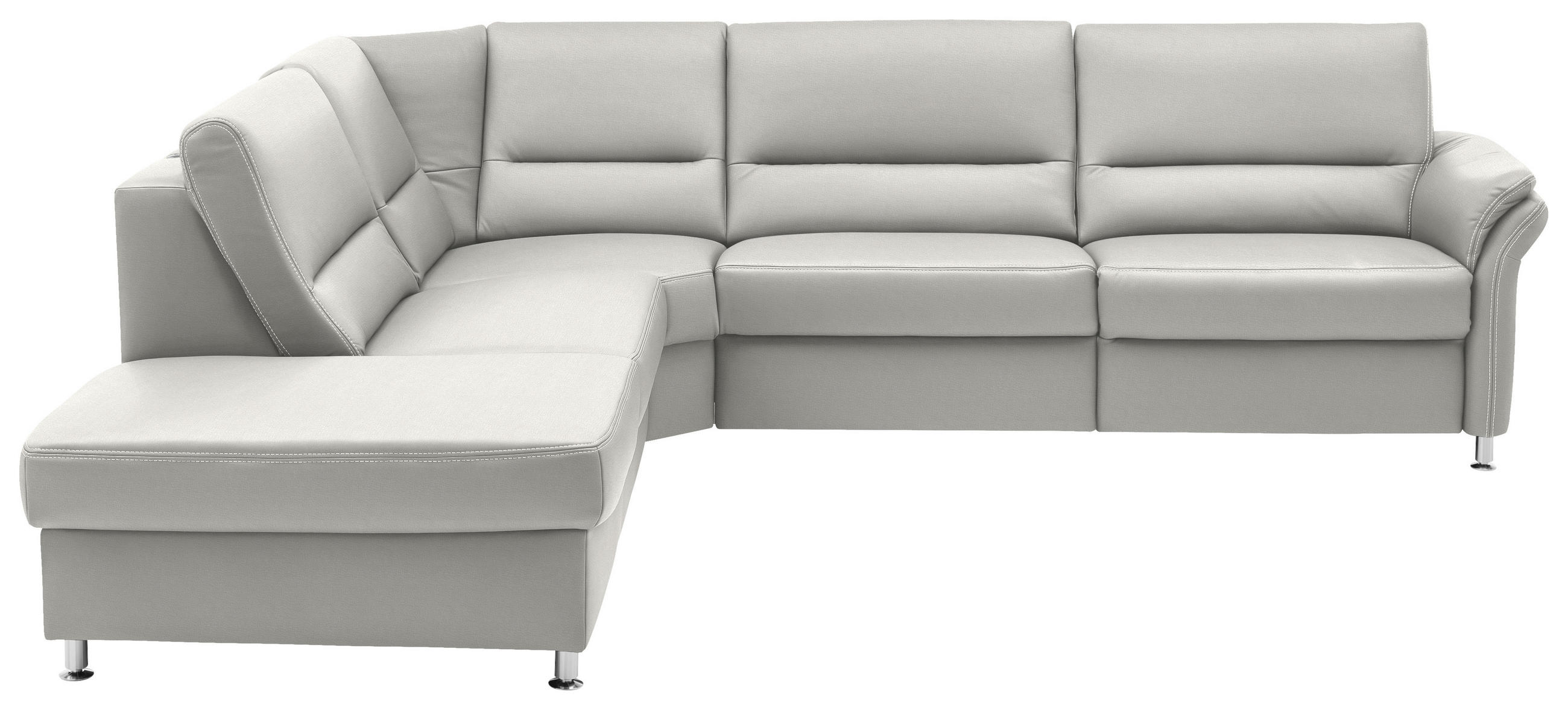 ECKSOFA Echtleder Weiss  - Weiss/Beige, Design, Leder/Metall (249/288cm) - Beldomo Premium