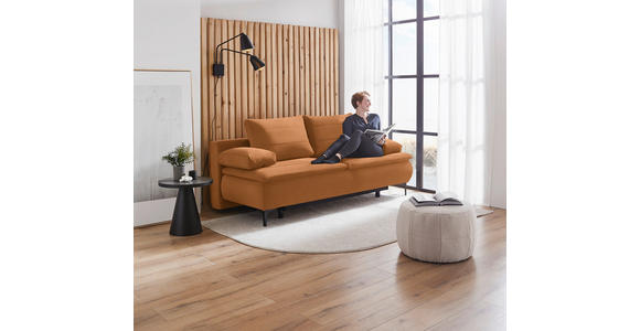 BOXSPRINGSOFA Flachgewebe Rostfarben - Rostfarben/Schwarz, KONVENTIONELL, Textil/Metall (204/93/100cm) - Novel