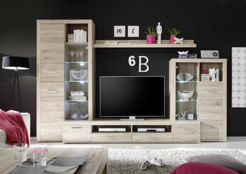 ANSAMBLU MOBILIER CAMERA DE Z in culoare lemn stejar - argintiu/culoare lemn stejar, Design, plastic/sticlă (310/204/46cm) - Carryhome