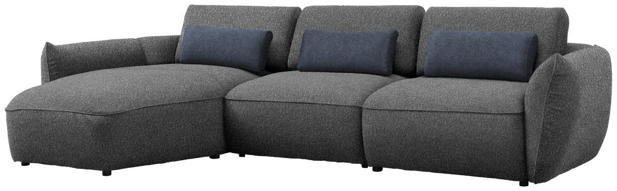 ECKSOFA  in Chenille Schlammfarben  190/340 cm  - Schlammfarben/Schwarz, Design, Kunststoff/Textil (190/340cm) - Belluti