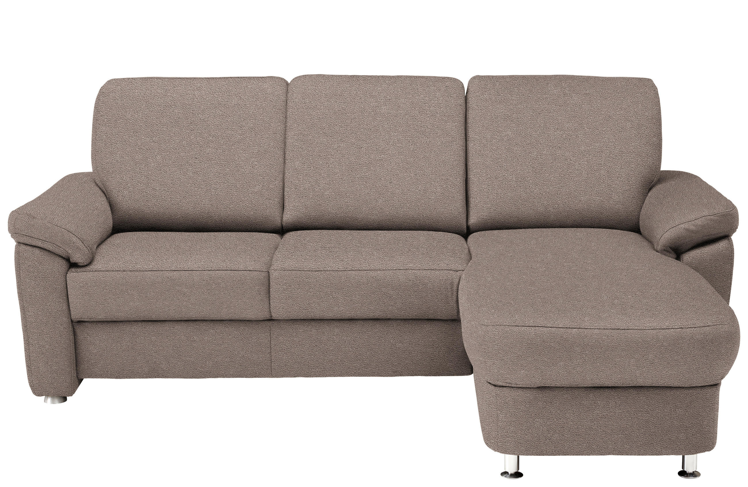ECKSOFA in Flachgewebe Graubraun  - Chromfarben/Graubraun, Konventionell, Textil/Metall (250/163cm) - Beldomo System