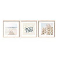 BILDERSET - Beige/Hellblau, Basics, Holz/Papier (30/30/2.5cm)