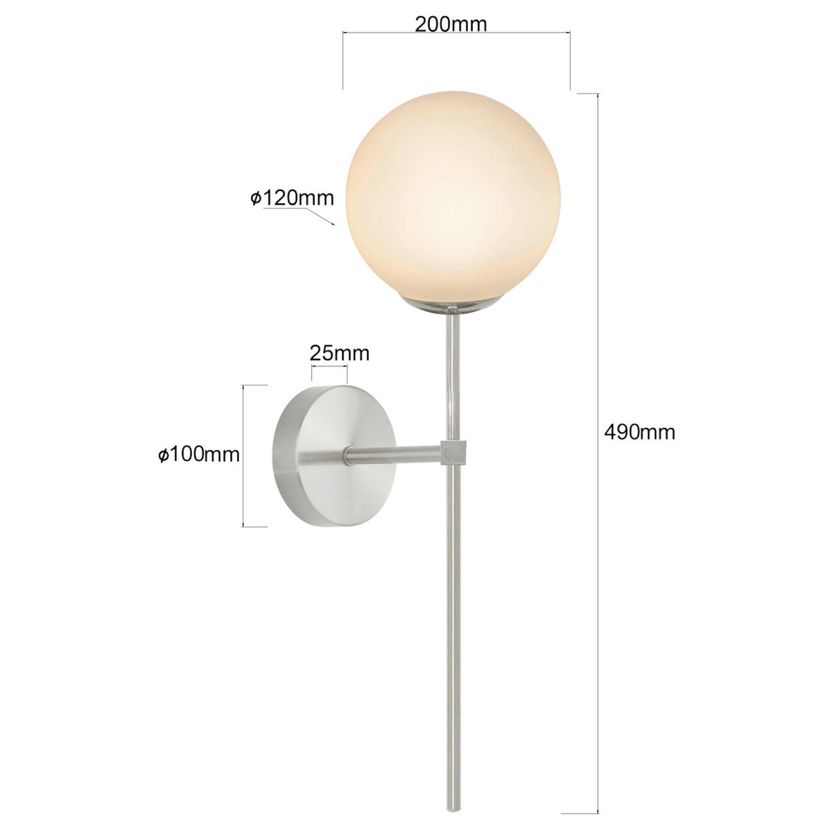 WANDLEUCHTE Piruleta  49/12/20 cm  - Chromfarben, Design, Metall (49/12/20cm)