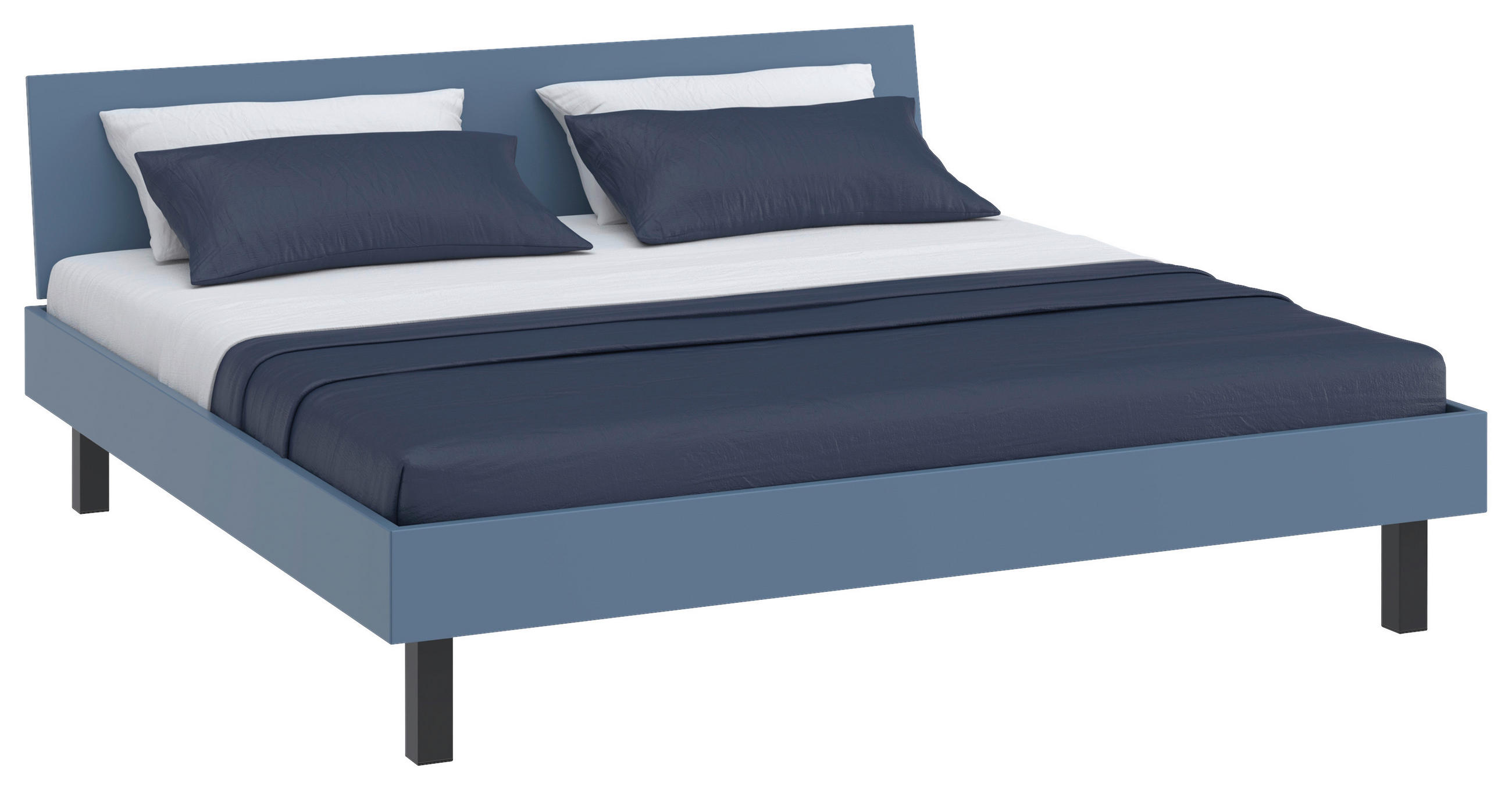 BETT 200/200 cm,  in Blau  - Blau/Schwarz, Design, Metall (200/200cm) - Xora