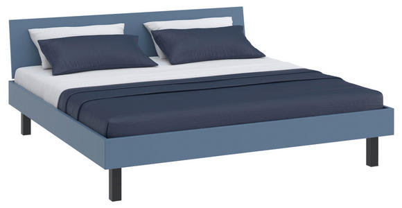 BETT 200/200 cm,  in Blau  - Blau/Schwarz, Design, Metall (200/200cm) - Xora