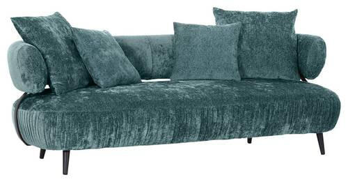 BIGSOFA in Chenille Türkis  - Türkis/Schwarz, Design, Holz/Textil (245/85/110cm) - Landscape