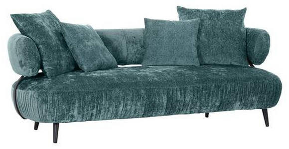 BIGSOFA Chenille Türkis  - Türkis/Schwarz, Design, Holz/Textil (245/85/110cm) - Landscape