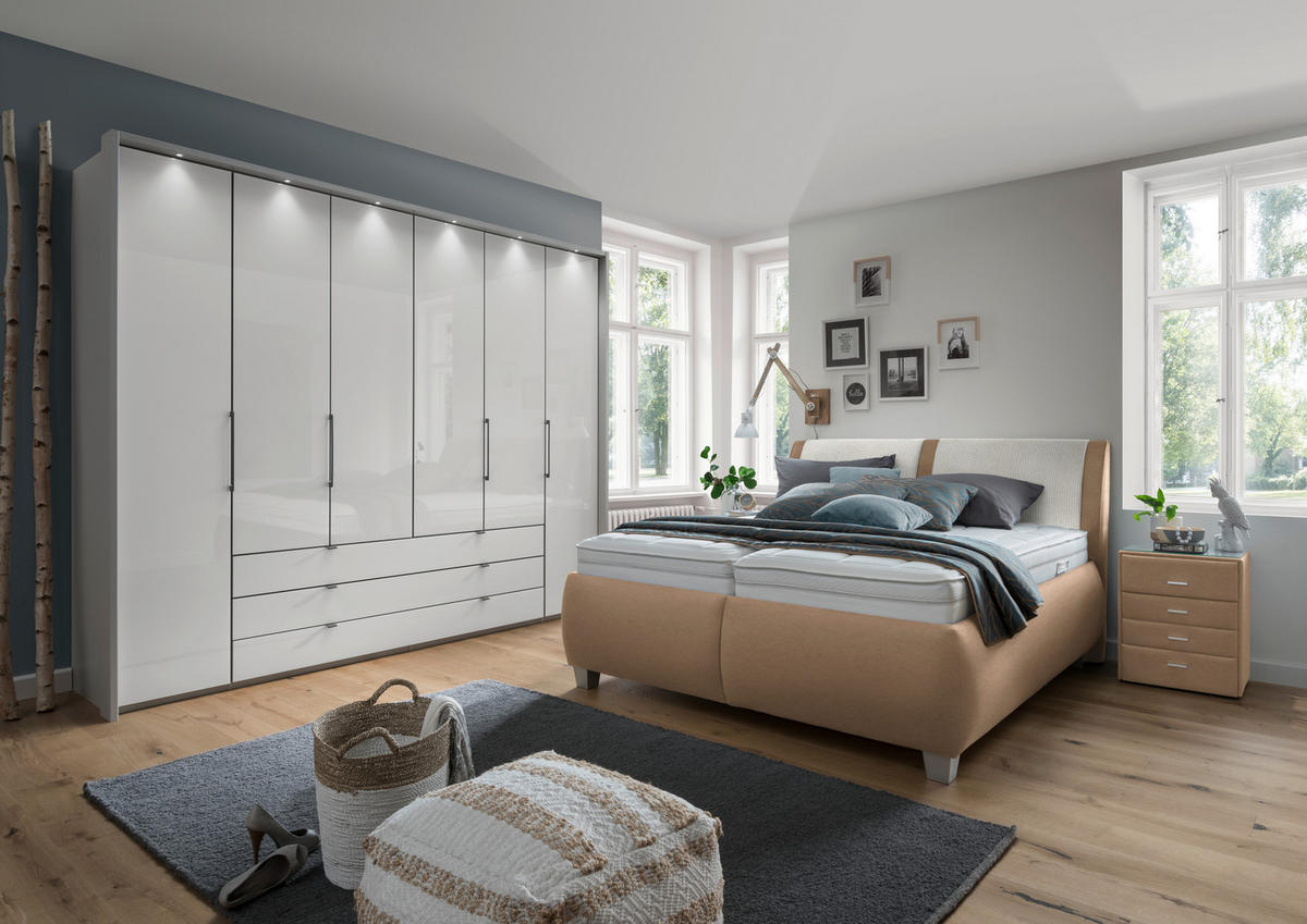 POLSTERBETT 180/200 cm  in Hellbraun  - Hellbraun/Weiss, Design, Holzwerkstoff/Kunststoff (180/200cm) - Beldomo - Sleep