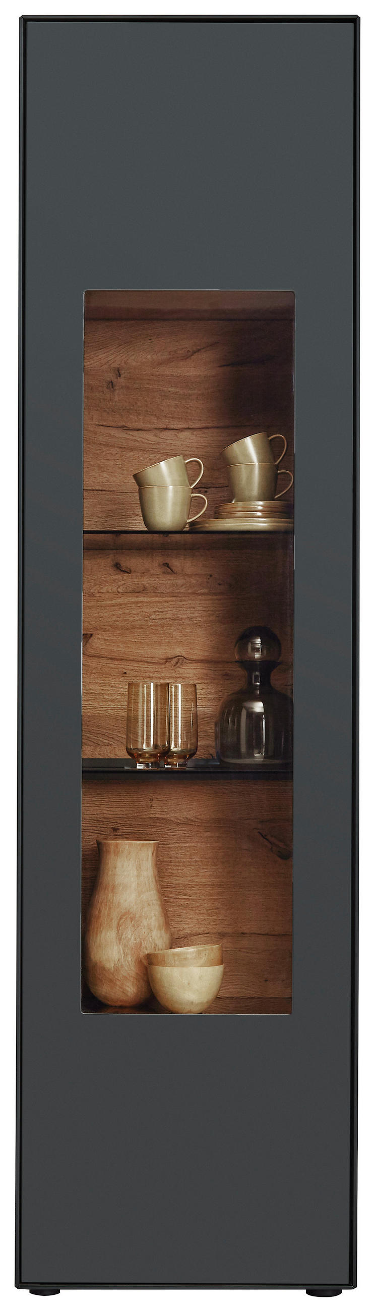 VITRINE Anthrazit  54/205/39 cm  - Anthrazit, Natur, Glas/Holz (54/205/39cm) - Valnatura