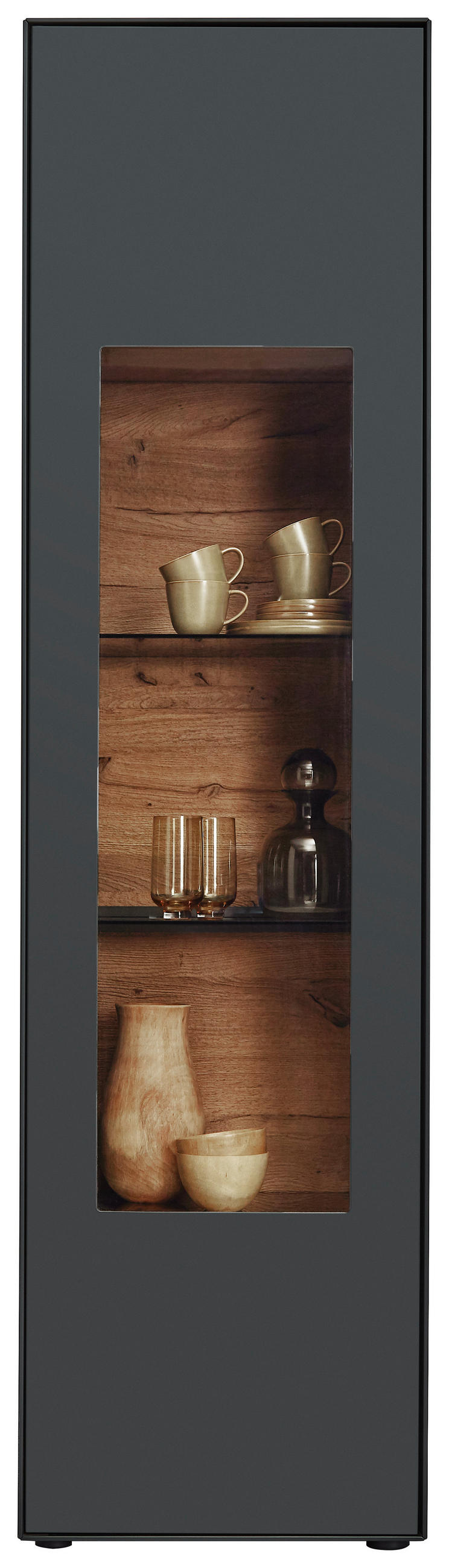 VITRINE Anthrazit  54/205/39 cm  - Anthrazit, Natur, Glas/Holz (54/205/39cm) - Valnatura