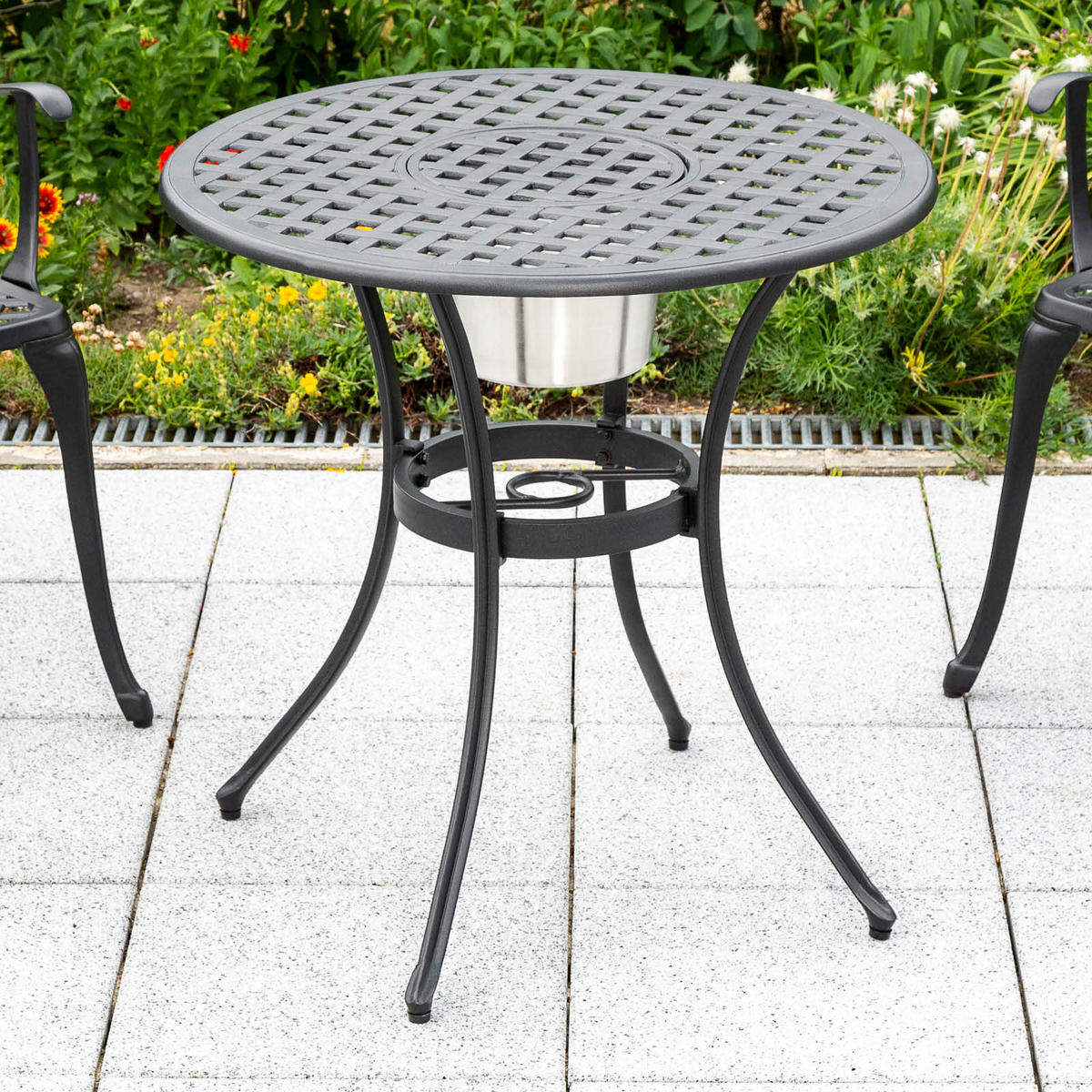 BALKONSET  3-teilig  - Graphitfarben, KONVENTIONELL, Metall - Gardenson