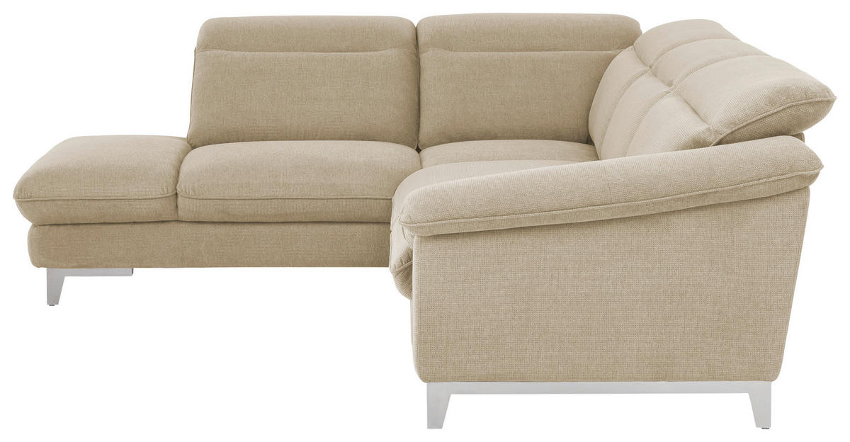 ECKSOFA in Chenille Beige  - Chromfarben/Beige, Design, Textil/Metall (232/293cm) - Livetastic