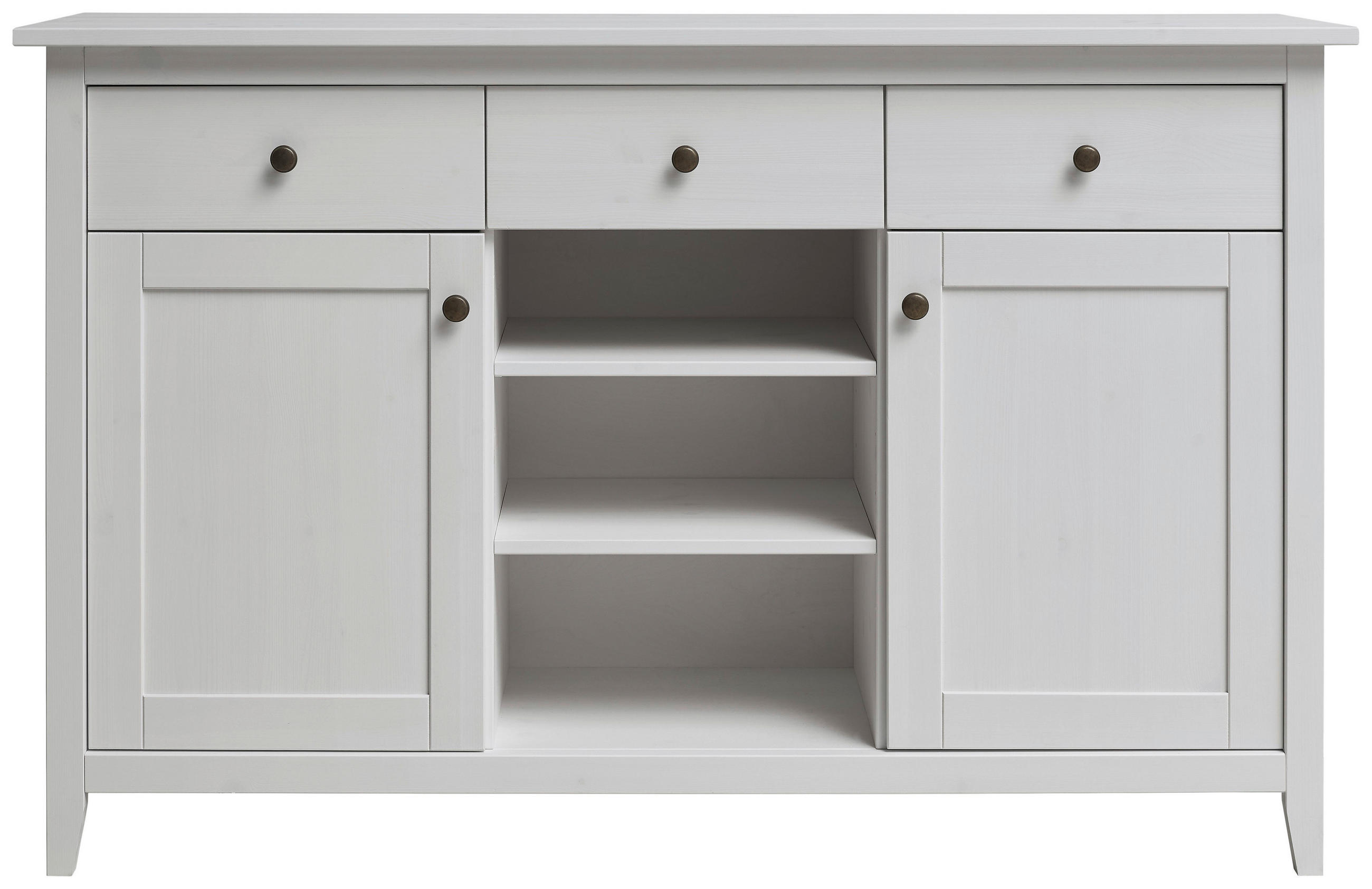 SIDEBOARD Weiß  144/91/40 cm  - Weiß, Natur, Holz/Metall (144/91/40cm) - Linea Natura