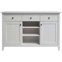 SIDEBOARD Weiß  144/91/40 cm  - Weiß, Natur, Holz/Metall (144/91/40cm) - Linea Natura