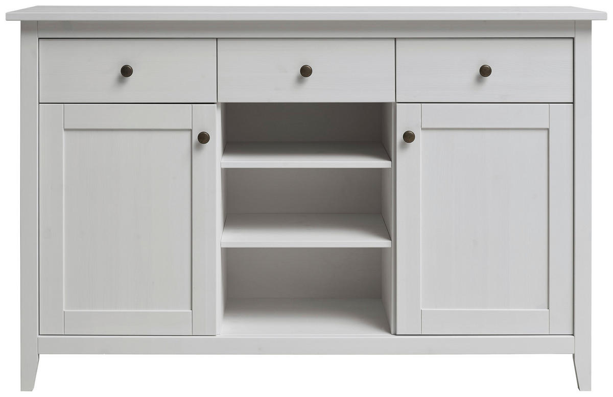 SIDEBOARD Weiß  144/91/40 cm  - Weiß, Natur, Holz/Metall (144/91/40cm) - Linea Natura