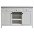 SIDEBOARD Weiß  144/91/40 cm  - Weiß, Natur, Holz/Metall (144/91/40cm) - Linea Natura