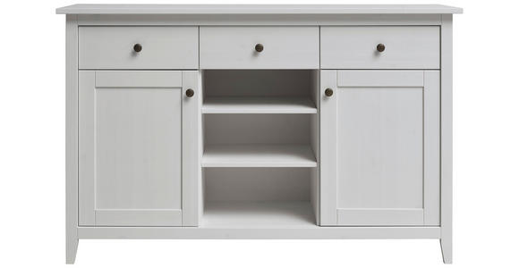 SIDEBOARD Weiß  144/91/40 cm  - Weiß, Natur, Holz/Metall (144/91/40cm) - Linea Natura