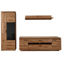 WOHNWAND  in Eichefarben 300/204/50 cm  - Eichefarben/Anthrazit, Natur, Glas/Holz (300/204/50cm) - Linea Natura