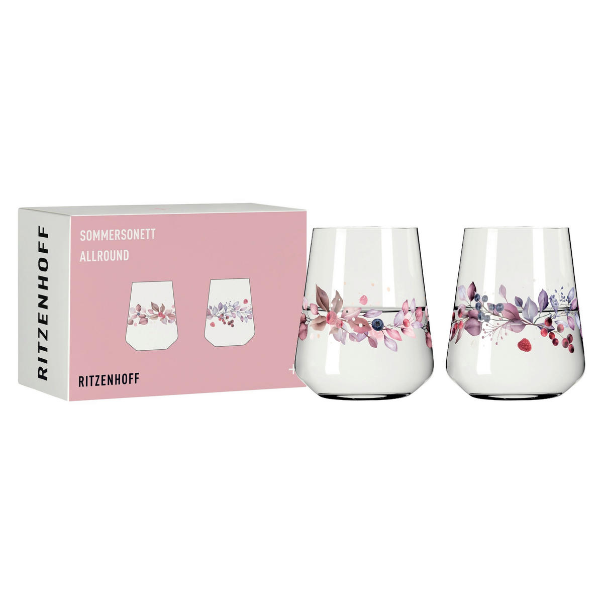 GLÄSERSET Sommersonett  2-teilig  - Pink/Transparent, Design, Glas (9.2/11.0cm) - Ritzenhoff