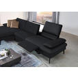 ECKSOFA in Echtleder Anthrazit  - Anthrazit/Schwarz, Design, Leder/Metall (157/325cm) - Dieter Knoll