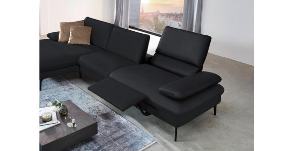 ECKSOFA in Echtleder Anthrazit  - Anthrazit/Schwarz, Design, Leder/Metall (157/325cm) - Dieter Knoll