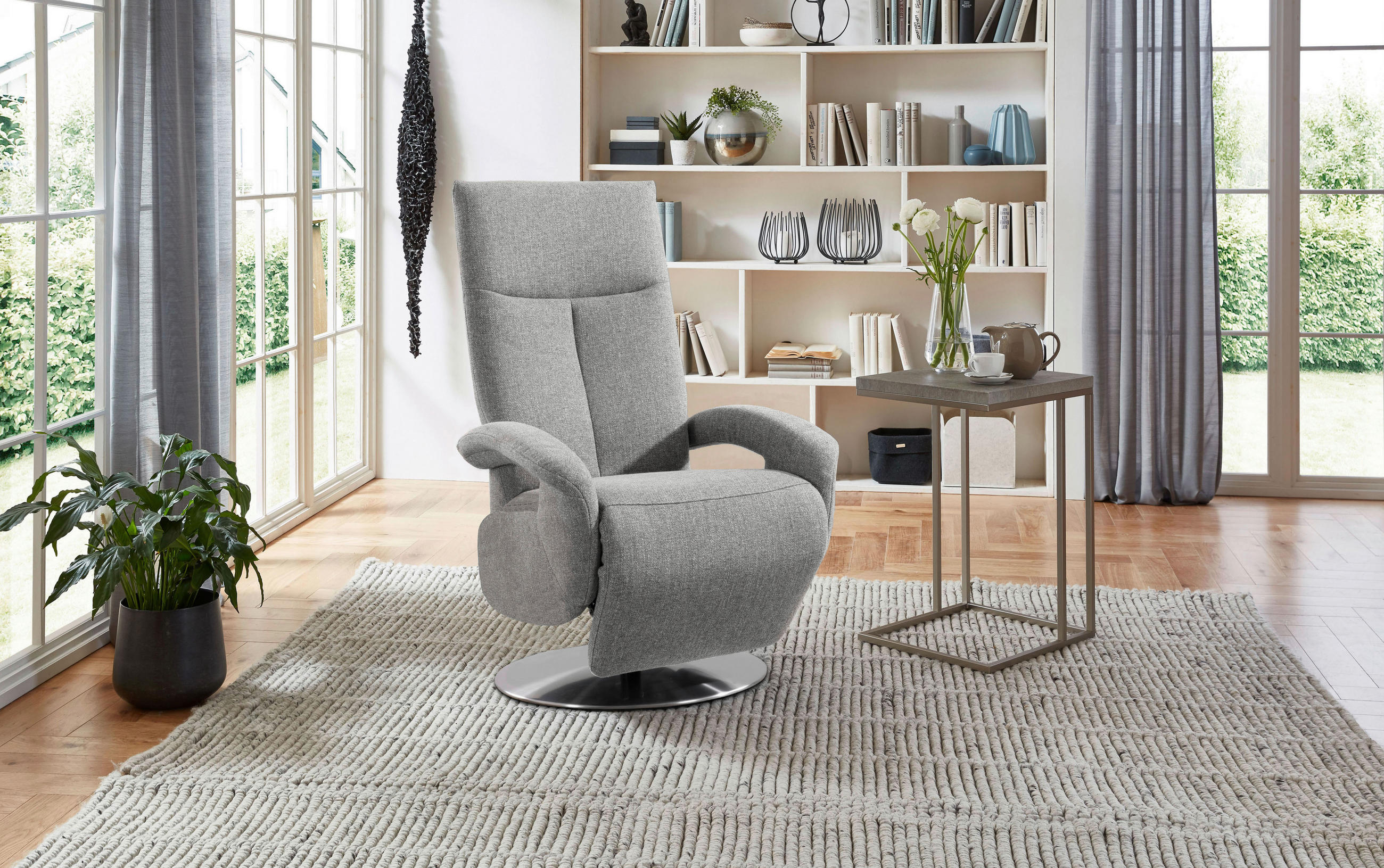 DREHSTUHL Flachgewebe Silberfarben  - Chromfarben/Silberfarben, KONVENTIONELL, Textil/Metall (74/112/82cm) - Sit & More