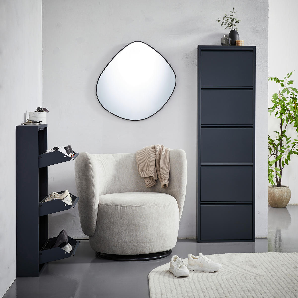 Pantofar 50/103,5/15 cm  - antracit, Basics, metal (50/103,5/15cm) - Carryhome