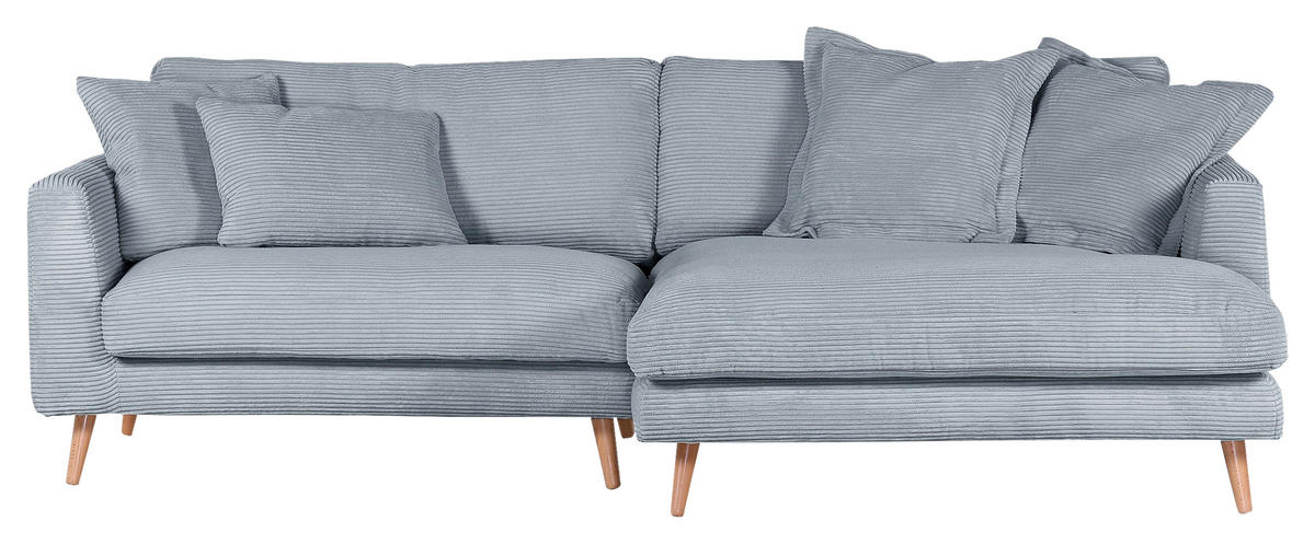 ECKSOFA in Cord Hellblau  - Naturfarben/Hellblau, Romantik / Landhaus, Holz/Textil (270/140cm) - Landscape