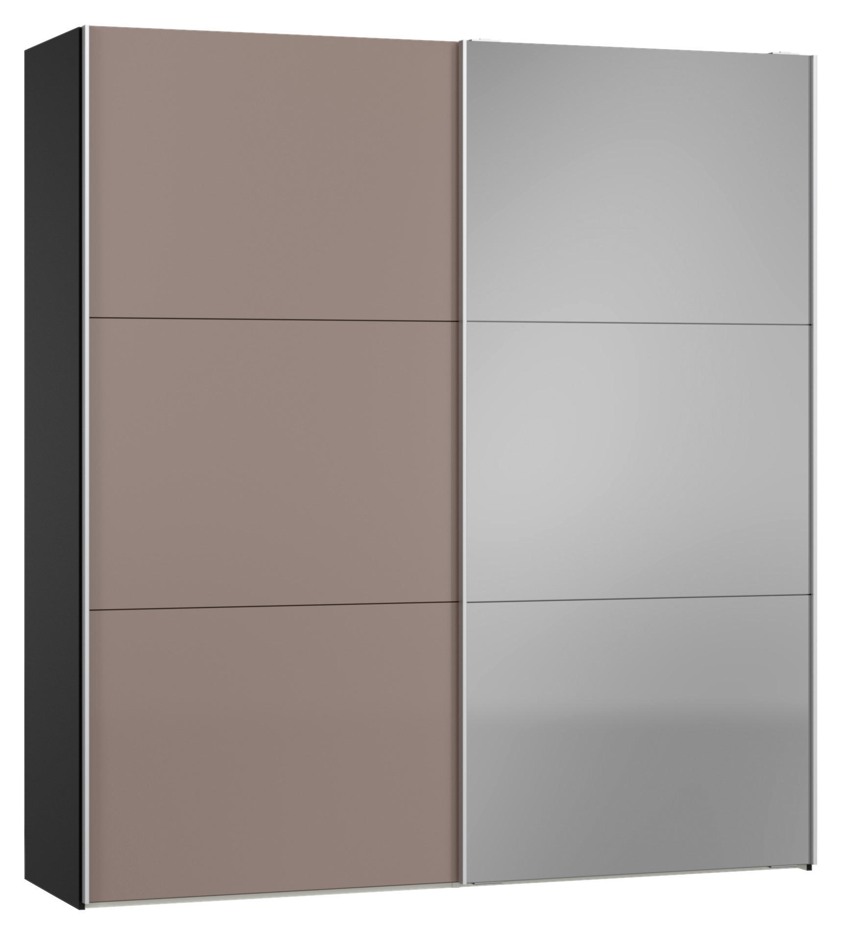 SCHWEBETÜRENSCHRANK 203/220/65 cm 2-türig Braun, Schwarz  - Silberfarben/Schwarz, Design, Glas/Holzwerkstoff (203/220/65cm) - Jutzler