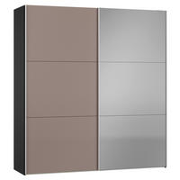 SCHWEBETÜRENSCHRANK 203/220/65 cm 2-türig Braun, Schwarz  - Silberfarben/Schwarz, Design, Glas/Holzwerkstoff (203/220/65cm) - Jutzler