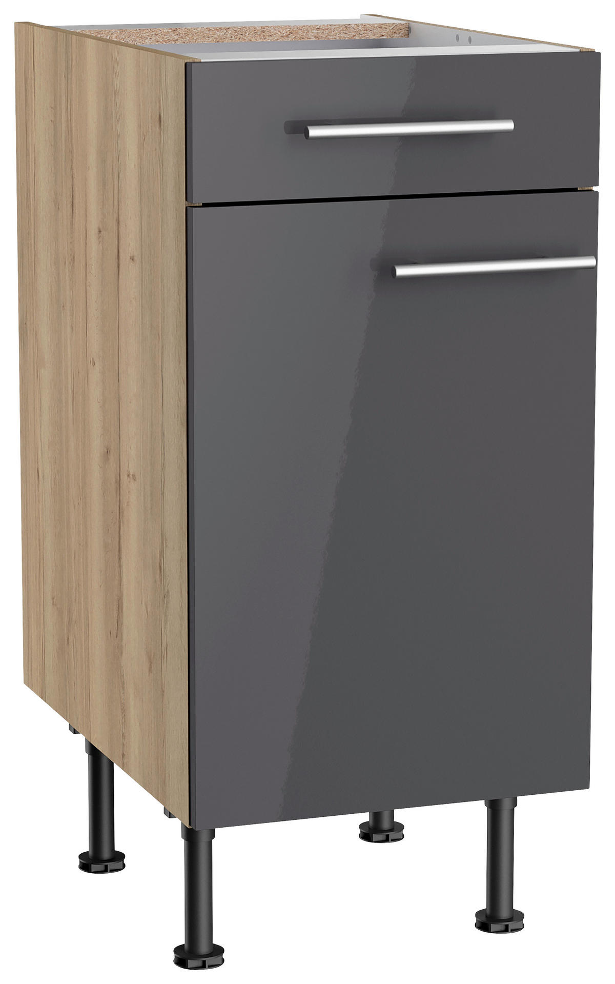 KÜCHENBLOCK 270 cm   in Anthrazit, Eichefarben  - Edelstahlfarben/Eichefarben, Basics, Holzwerkstoff/Metall (270cm) - Optifit