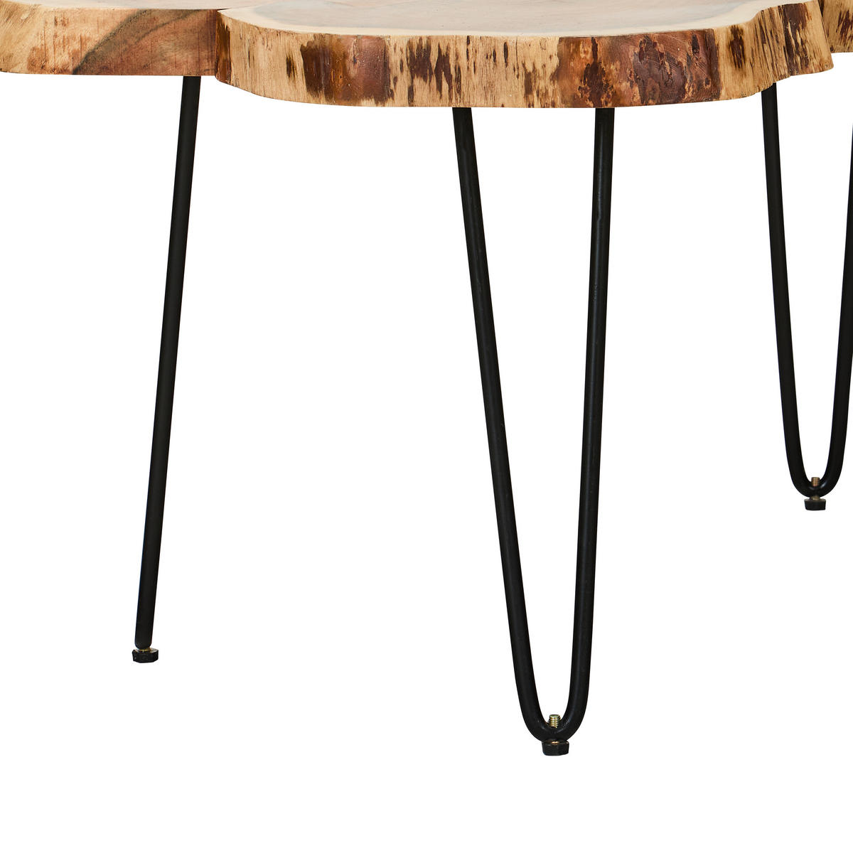 COUCHTISCH Akazie vollmassiv Freiform Schwarz, Akaziefarben  - Schwarz/Akaziefarben, Natur, Holz/Metall (93/60/45cm) - Livetastic
