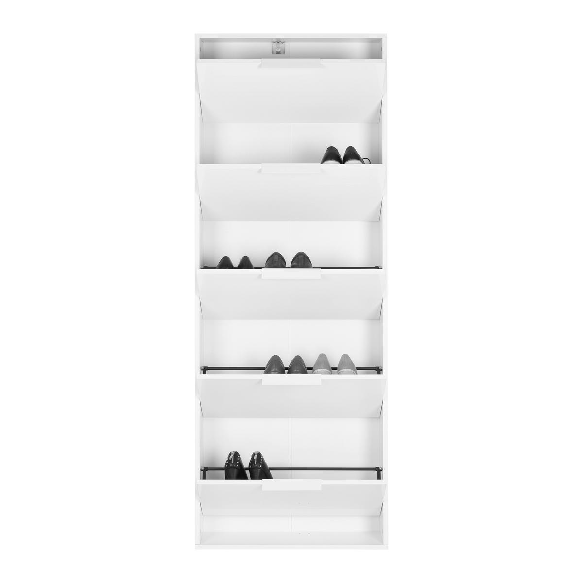 OMARA Z LOPUTAMI ZA ČEVLJE bela, visoki sijaj - bela/visoki sijaj, Design, leseni material (65/173,5/15cm) - Carryhome