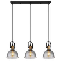HÄNGELEUCHTE 15558-3H 83,5/20 cm   - Messingfarben/Schwarz, Design, Glas/Metall (83,5/20cm) - Globo