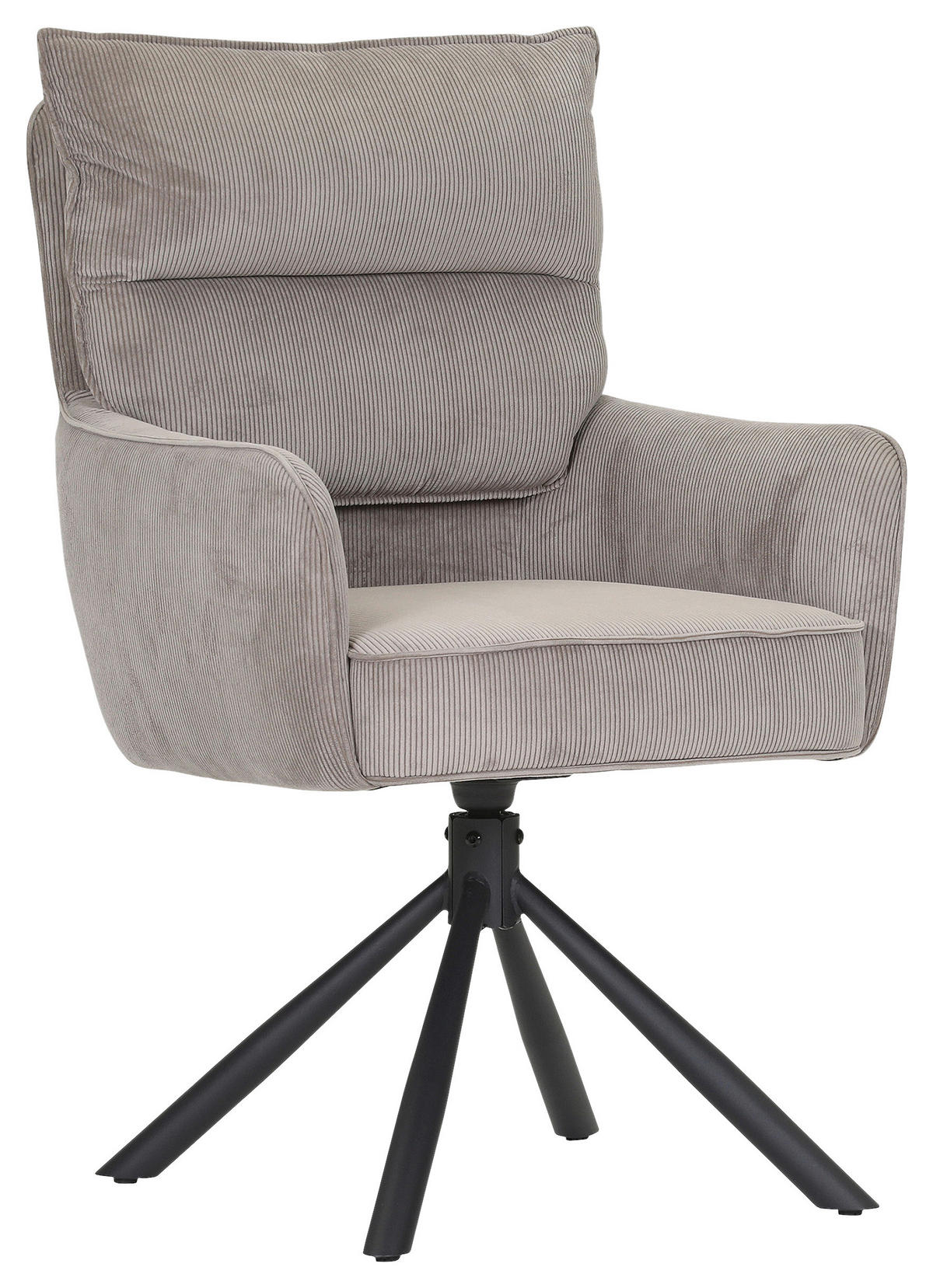 ARMLEHNSTUHL  Stoffauswahl, Sitzfläche 360° drehbar, automatische Rückholfunktion Cord  - Taupe/Schwarz, Design, Textil/Metall (60/95/62cm) - Novel