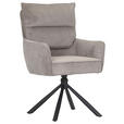 ARMLEHNSTUHL  Stoffauswahl, Sitzfläche 360° drehbar, automatische Rückholfunktion Cord  - Taupe/Schwarz, Design, Textil/Metall (60/95/62cm) - Novel