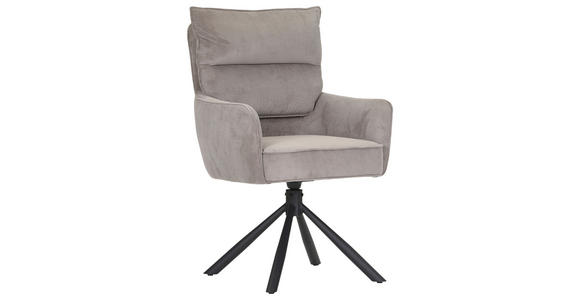 ARMLEHNSTUHL  Stoffauswahl, Sitzfläche 360° drehbar, automatische Rückholfunktion Cord  - Taupe/Schwarz, Design, Textil/Metall (60/95/62cm) - Novel