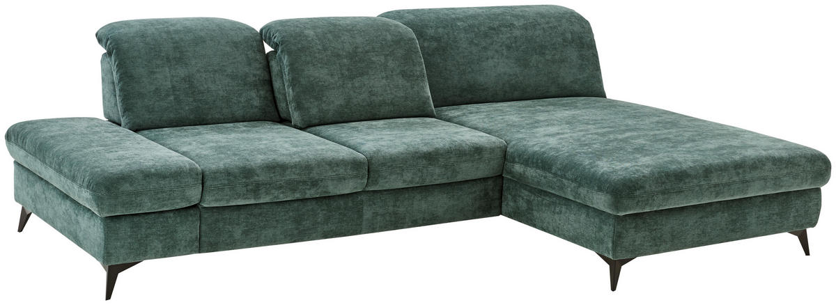 ECKSOFA Dunkelgrün Chenille  - Dunkelgrün/Schwarz, Design, Textil/Metall (288/198cm) - Beldomo Style