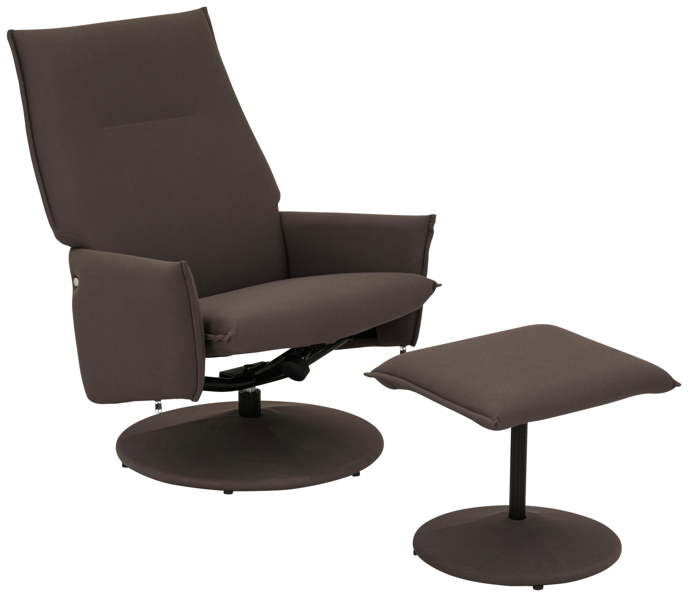 P & B RELAXAČNÍ KŘESLO S TABURETEM, textil, šedavě hnědá