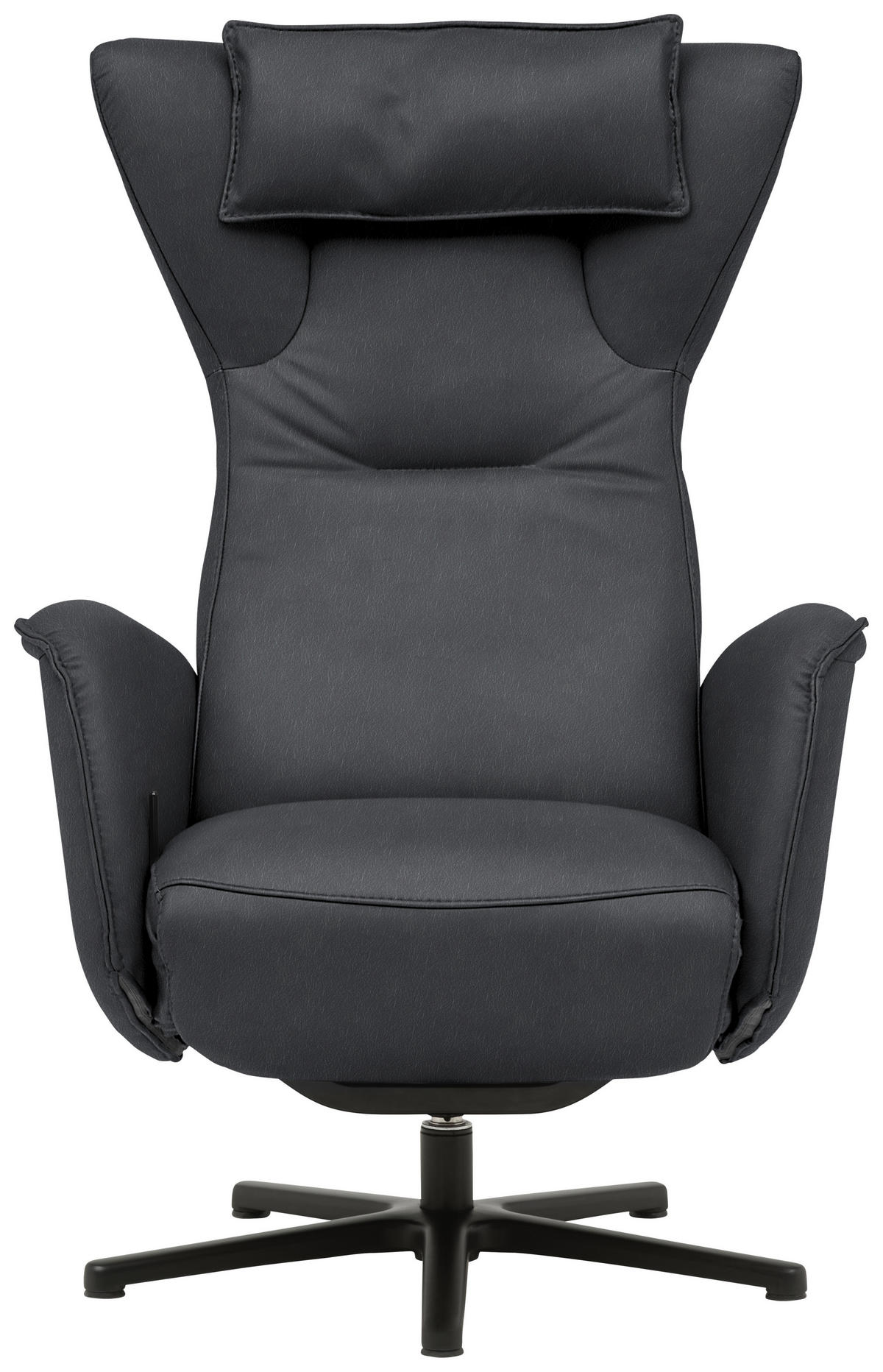 RELAXSESSEL Leder Schieferfarben  - Schieferfarben/Schwarz, Design, Leder/Metall (75/106/86cm) - Valdera