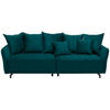 BIGSOFA Velours Petrol  - Petrol/Schwarz, Design, Textil/Metall (226/91/103cm) - Carryhome
