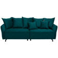 BIGSOFA in Velours Petrol  - Petrol/Schwarz, Design, Textil/Metall (226/91/103cm) - Carryhome