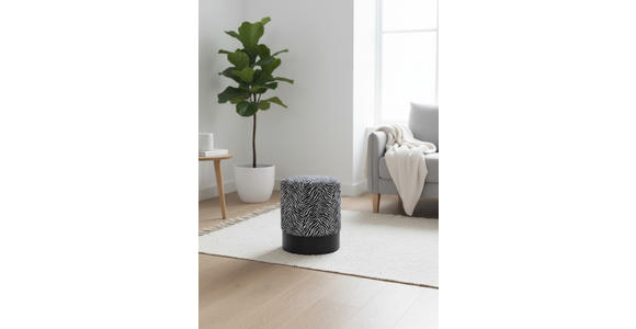 HOCKER in Holz, Metall, Textil Schwarz, Weiß  - Schwarz/Weiß, KONVENTIONELL, Holz/Textil (35/42/35cm) - Xora