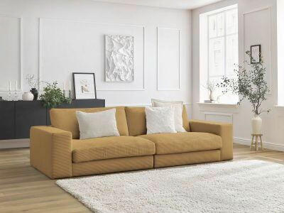 3-SITZER-SOFA LEONARD Cord Gelb  - Gelb/Schwarz, MODERN, Kunststoff/Textil (274/77/109cm)